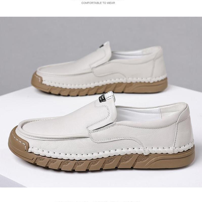 Fashion Leisure Walk Loafers Retro Style Men's Casual Shoes Comfortable Soft-Soled Slip-On Flats Versatile Business Formal Leather Shoes