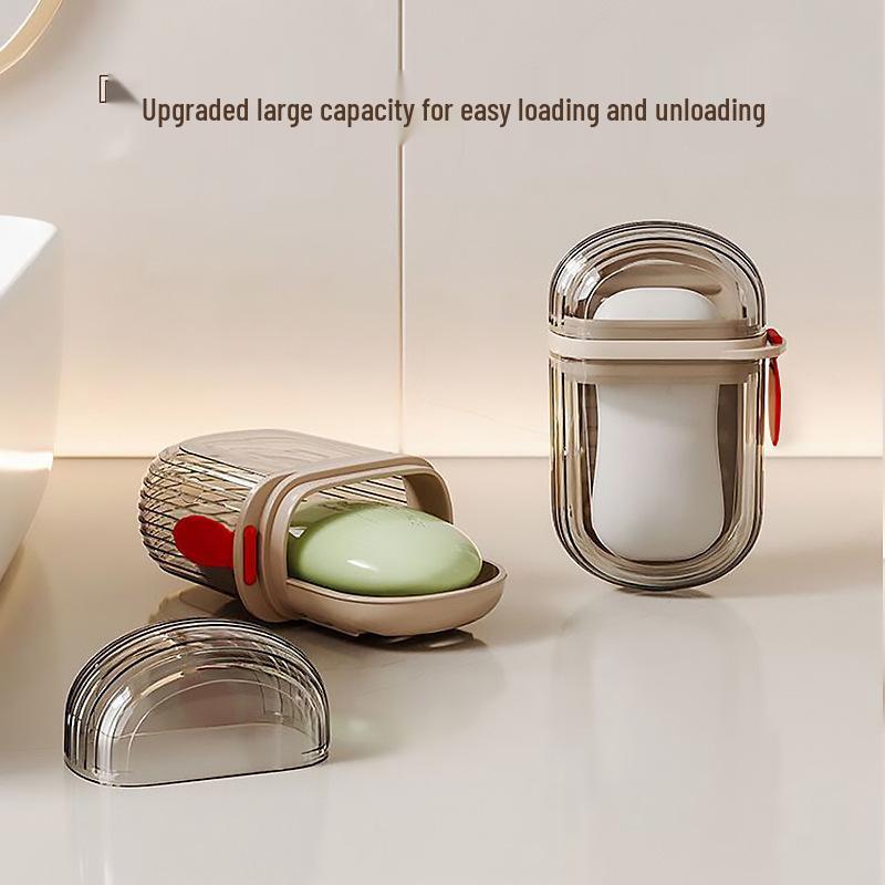 Portable Double-Layer Soap Box with Lid - Compact Travel Soap Holder