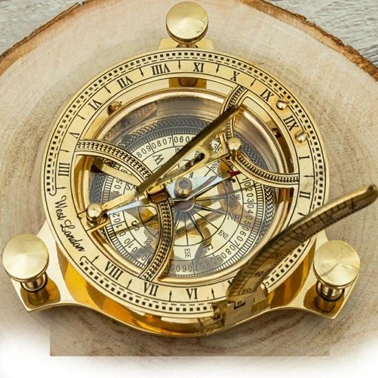 Vintage Messing Sonnenuhr Kompass 4 Zoll Antikes Navigationswerkzeug Heimdeko