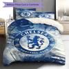 Chelsea FC Pattern Bedding Set Quilt Cover Pillowcase Home Decor Gift (1 * Duvet Cover + 2 * Pillowcase, Without Core)