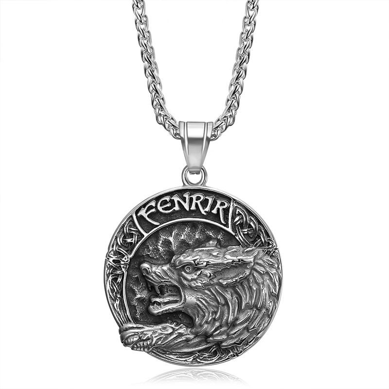 

Megin D Нержавеющая сталь титан хип-хоп панк викинг тотем фенрир голова волка кулон воротник цепи ожерелье для мужчин и женщин ювелирные изделия 60cm