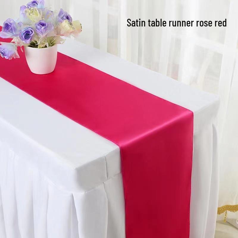 High-Density Satin Table Runner for Weddings & Banquets - Solid Color Polyester Table Decoration