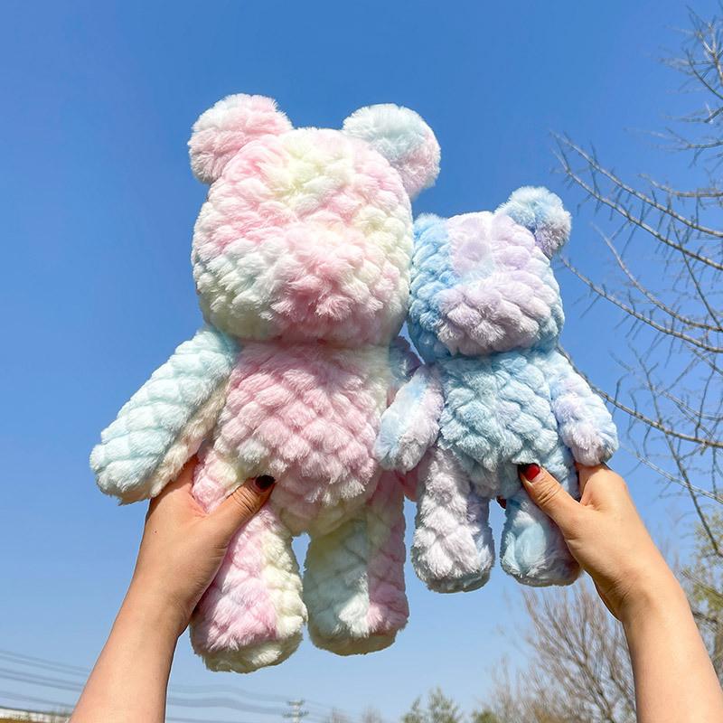 Rainbow Cartoon Bear Simulation Short Plush Filling Plush Doll Toy Decoration