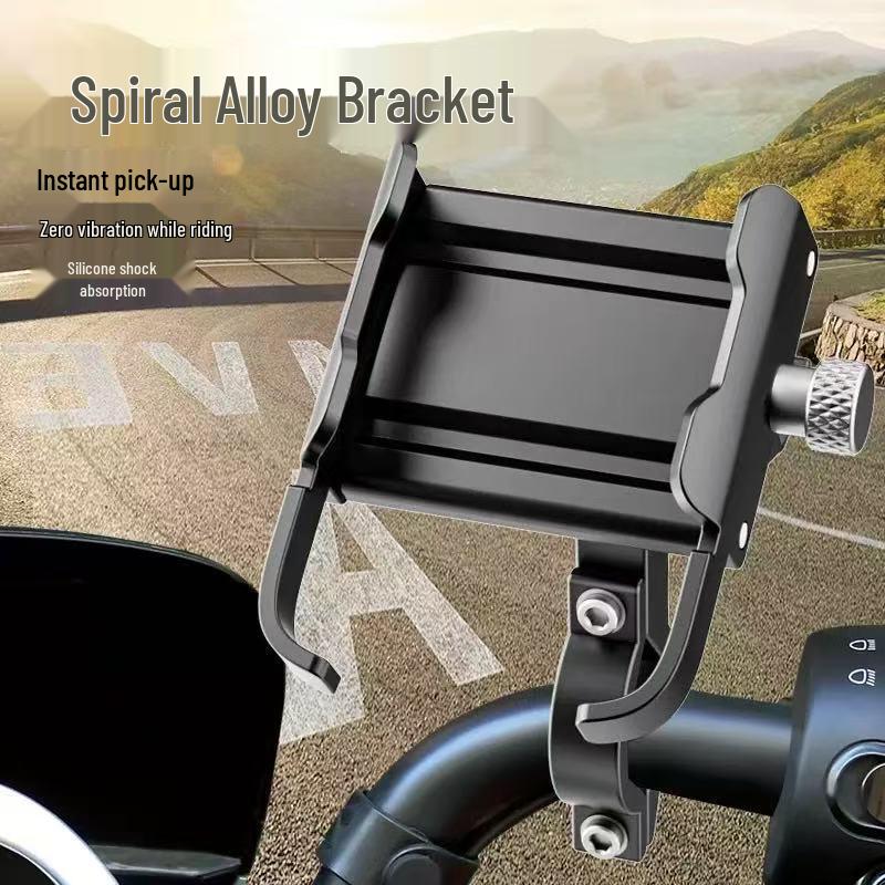 Aluminum Alloy Phone Holder for Bikes and Motorcycles - Shockproof, Anti-vibration, Ideal for Food Delivery Riders.