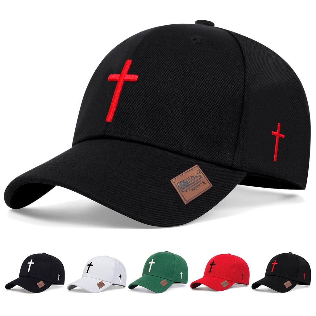 Unisex Cross Embroidery American Flag Label Baseball Caps Outdoor Adjustable Spring and Autumn Casual Sunscreen Hat