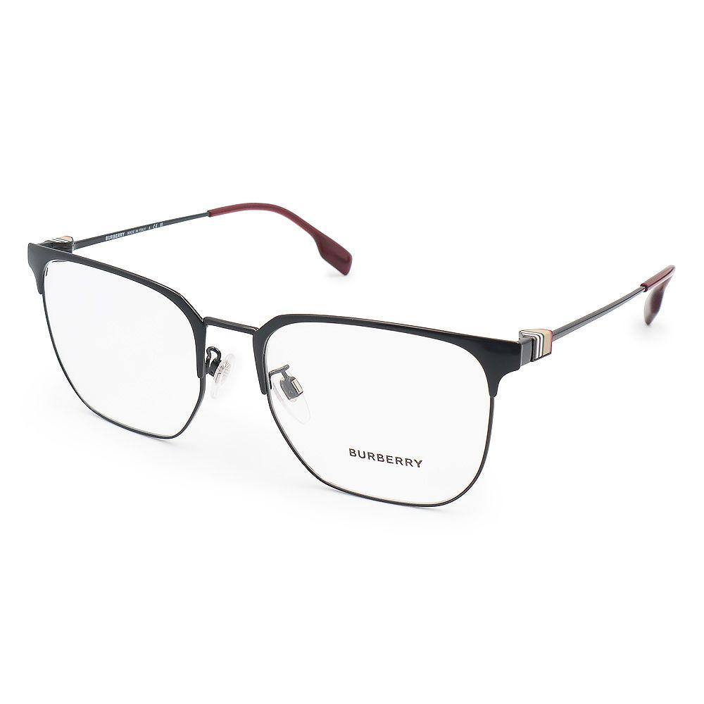 Used Burberry check square eyewear glasses sunglasses plastic black red silver hardware B1383 with box BURBERRY (unused exhibit)