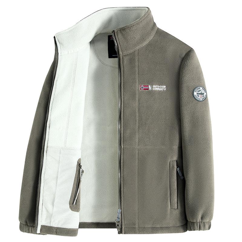 High-Quality Thickened Norwegian Stand Collar Embroidered Fleece Cotton Winter Jacket