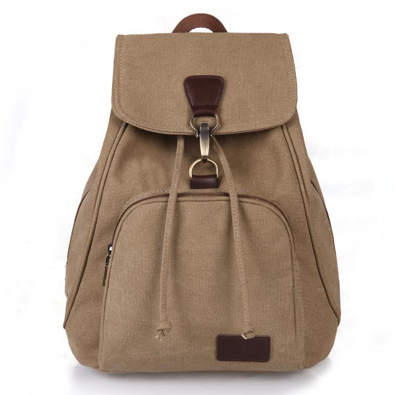 Backpack Canvas Retro Solid Color Laptop Compartment Schoolbag Outdoor Gift