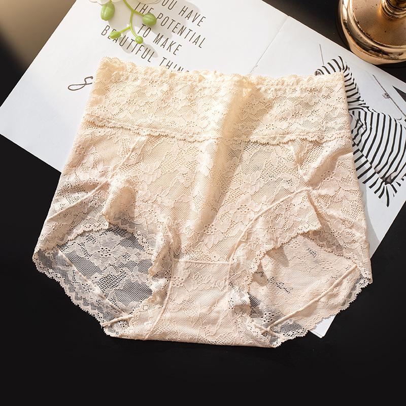 Female Summer Light Plastic Feeling Lace High Waist Abdominal Lift Hip Extension Crotch Triangle Briefs