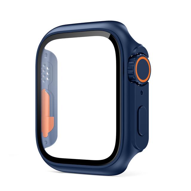 PC Firm Cover for Apple Watch Case 45mm 41mm 44mm 40mm Glass Appearance Upgrade 49mm Turning Into iWatch 8 7 SE 3 6 5 4 Ultra