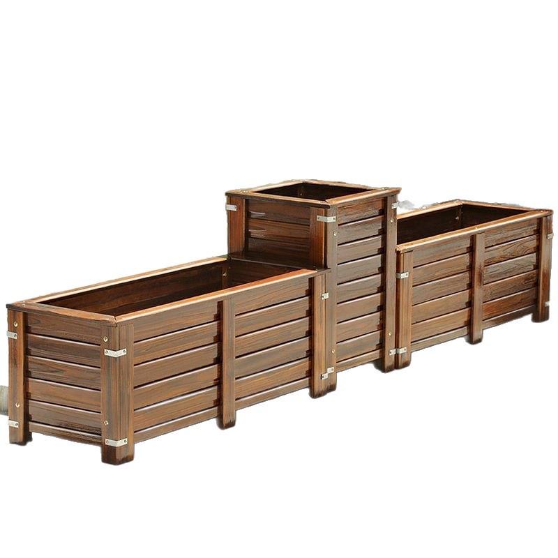 Large Outdoor Rectangular Wooden Planter Box for Flowers and Vegetables