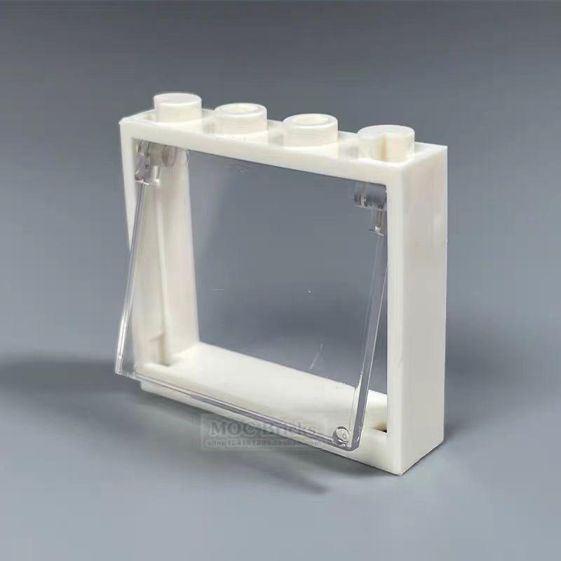 5pcs Small Building Block Transparent Glass Window 1x4x3 Building Block Accessories Downward Swing Compatible with Part