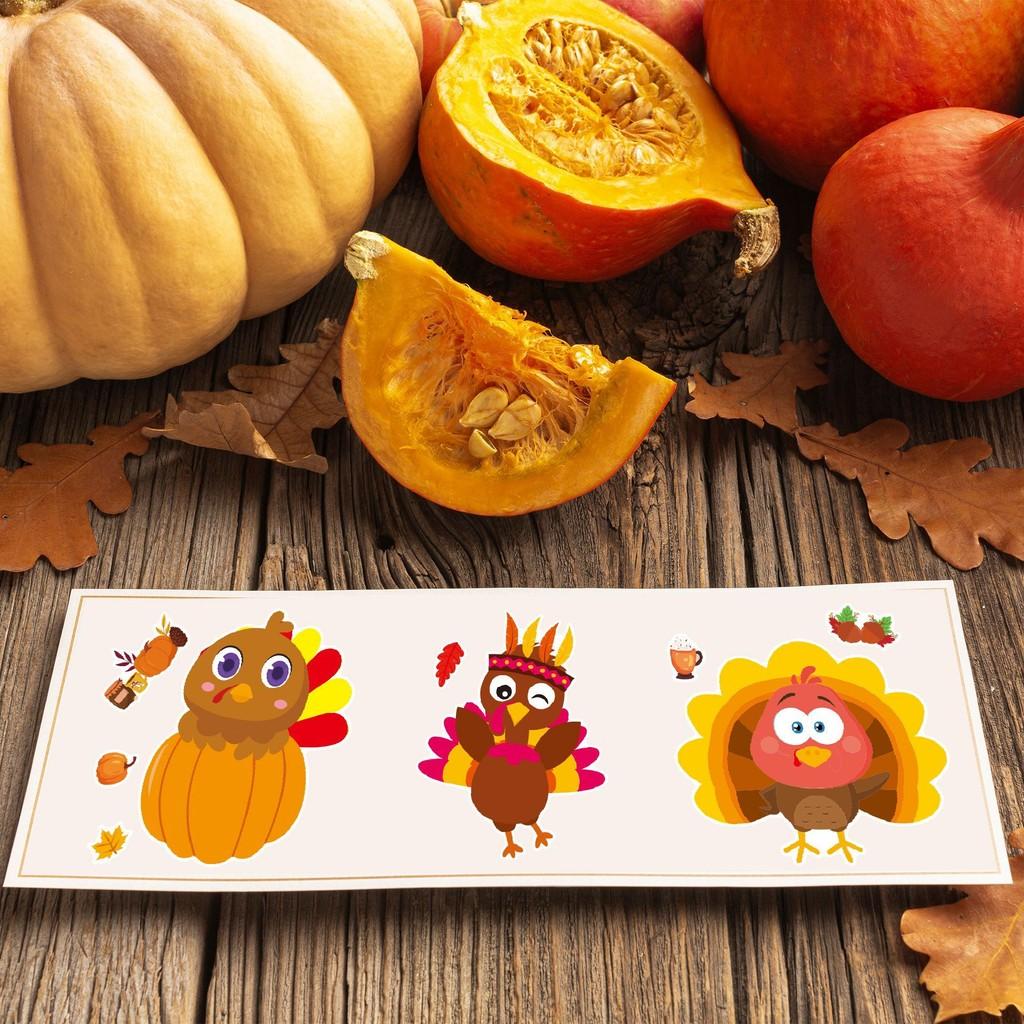 Adorable Cm2408006 Childrens Cartoon Interactive Thanksgiving Turkey Diy Sticker Set