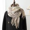 Unisex Korean Plaid Thick Winter Scarf with Tassels - Imitation Cashmere Shawl