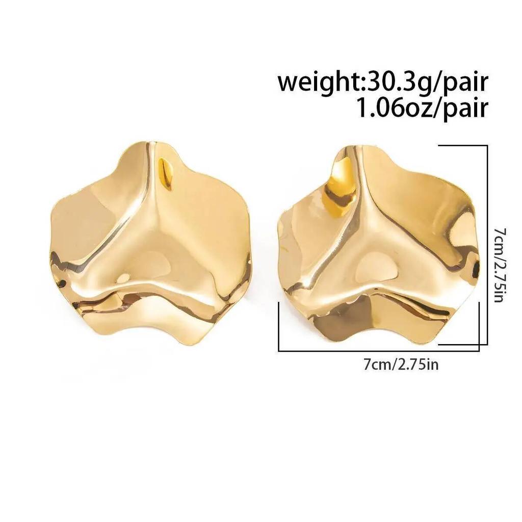 IngeSight.Z Exaggerated Unique Big Petals Stud Earrings Women Fashion Creative Gold Color Piercing Earrings Charm Jewelry Gifts