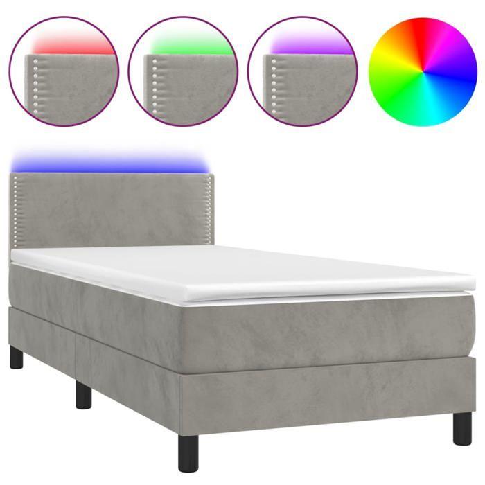 Maison Exclusive - Sommier à lattes de lit avec matelas et LED Gris clair 90x190cm