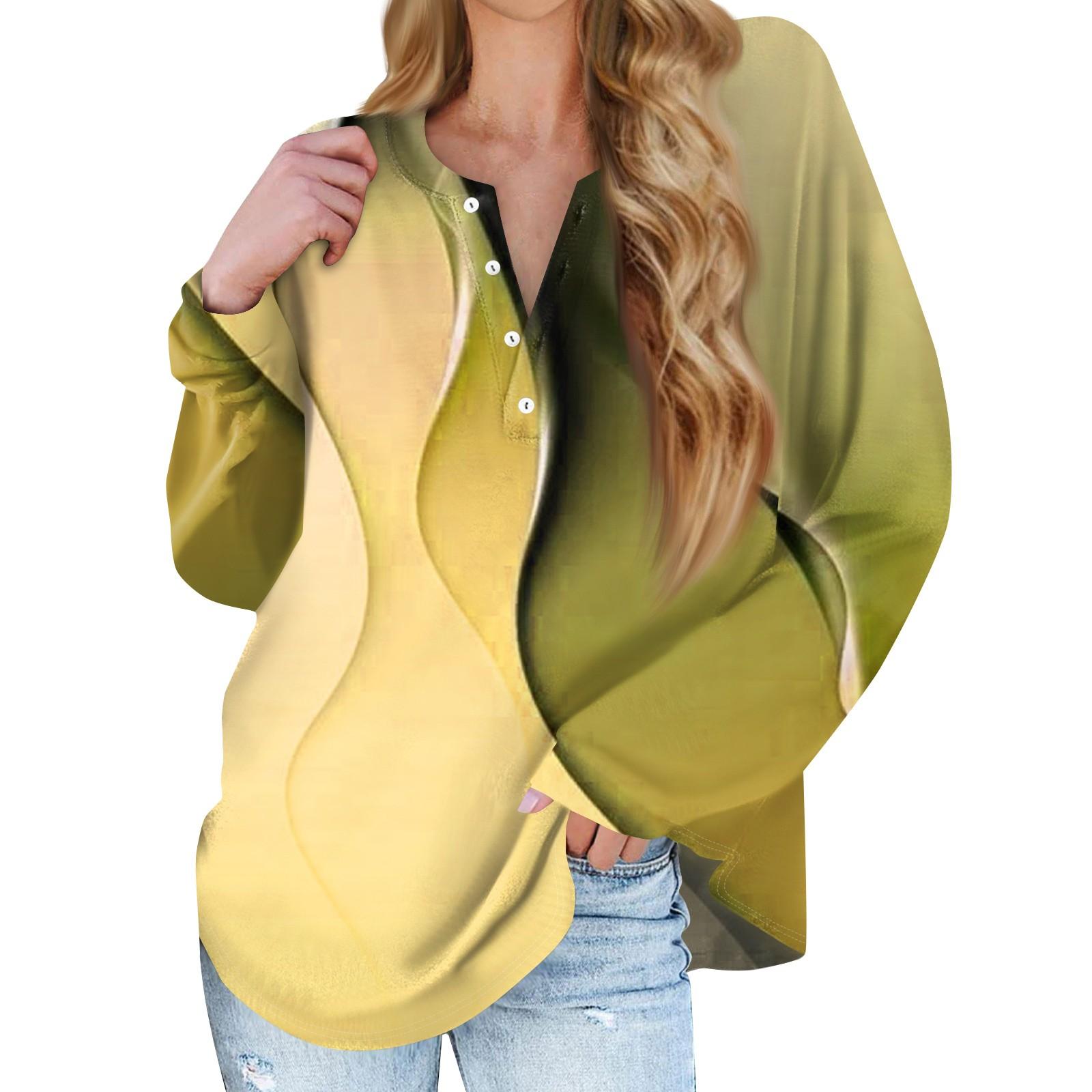 

Женская новая модная футболка с длинными рукавами и воротником на пуговицах, тонкий топ, повседневные топы XL жёлтый
