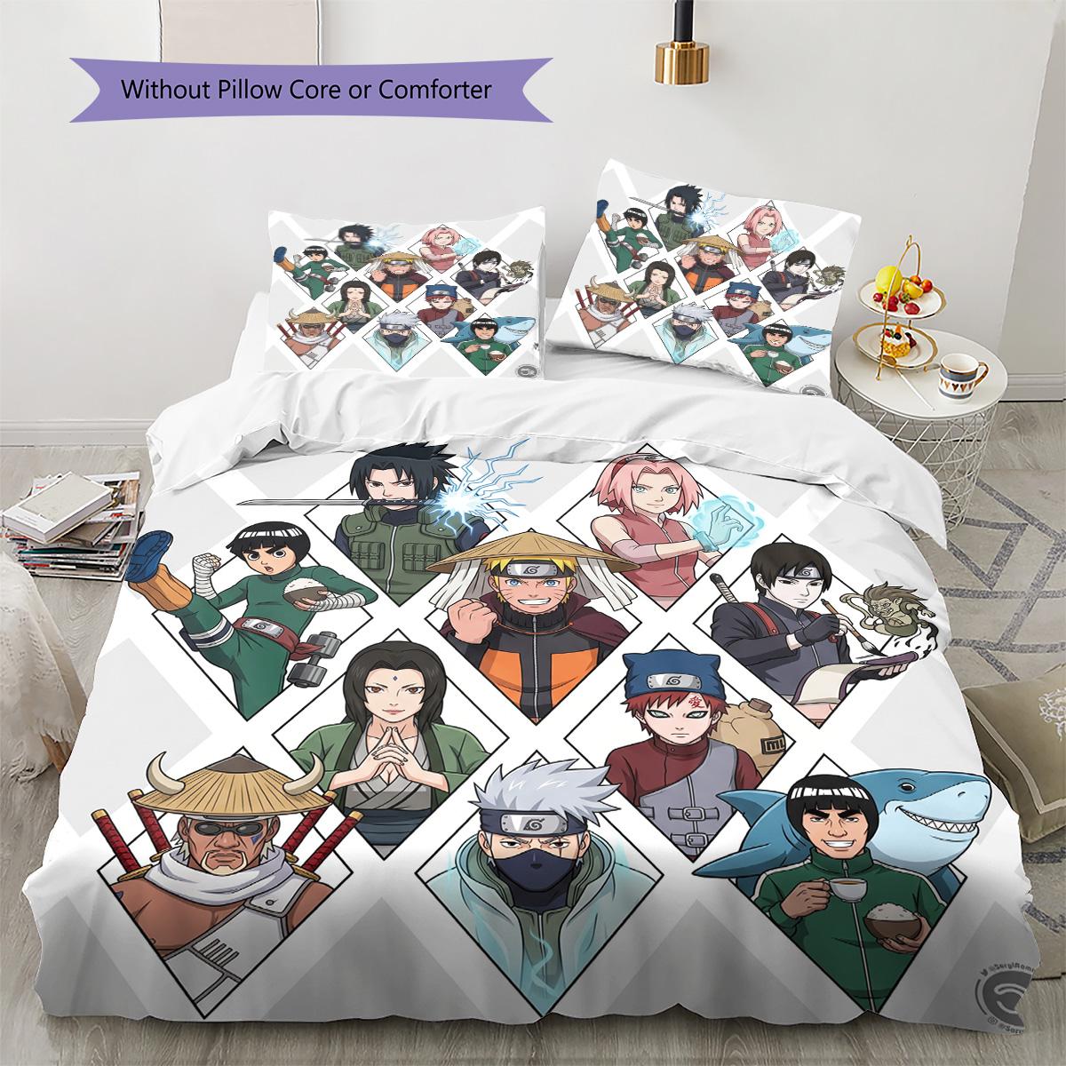 

Naruto Pillowcase & Duvet Cover Set for Home Decor Birthday Gift (1 * duvet cover + 2 * pillowcase, without core) 135x200cm