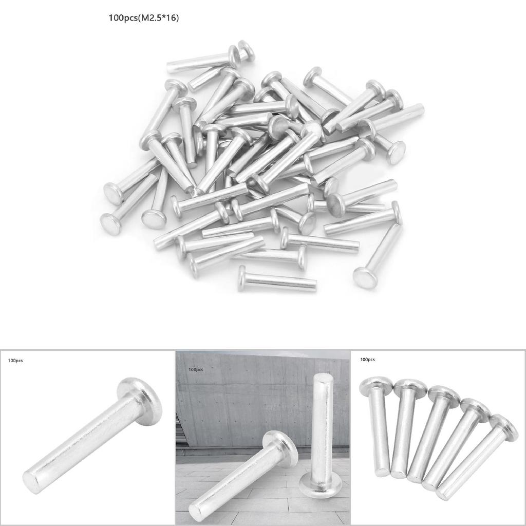 100pcs M2.5*12 14 16mm Flat Head Aluminum Rivets Countersunk Solid Rivets (M2.5*16)