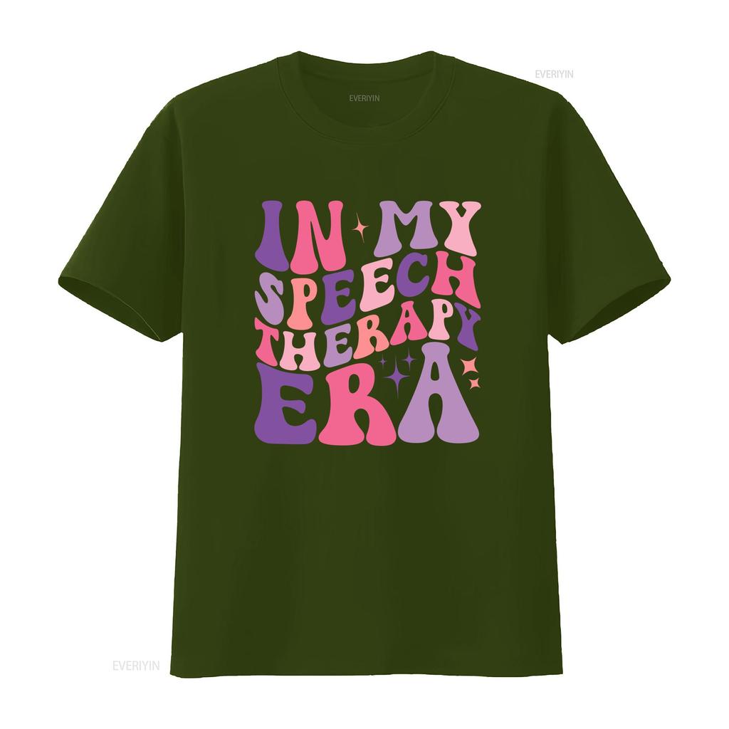 Retro Groovy In My Speech Therapy Era Slogan Print Casual T Shirt Vintage Washed Top For Everyday Wear Graphic Streetwear