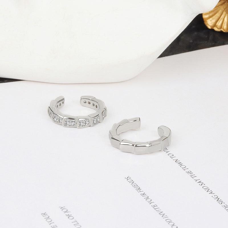 

CIAXY Silver Color Letter C Ear Clip for Female No Pierced Earrings Asymmetrical Micro-inlaid Earring Jewelry