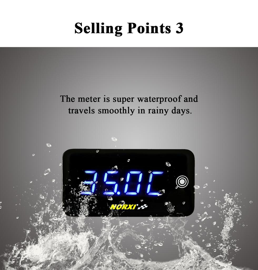 Motorcycle Water Temperature Mini 3 In 1 Gauge Voltage Time With Touch Function Automatically Adjust Brightness Meter