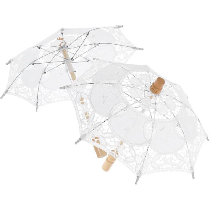 4 шт. Зонт-трость Свадебные украшения Белый Декор Кружевная отделка Кружевные зонты для чаепития Невеста Кружевной зонт-трость Белый кружевной зонт-трость Зонт Whitex2pcs