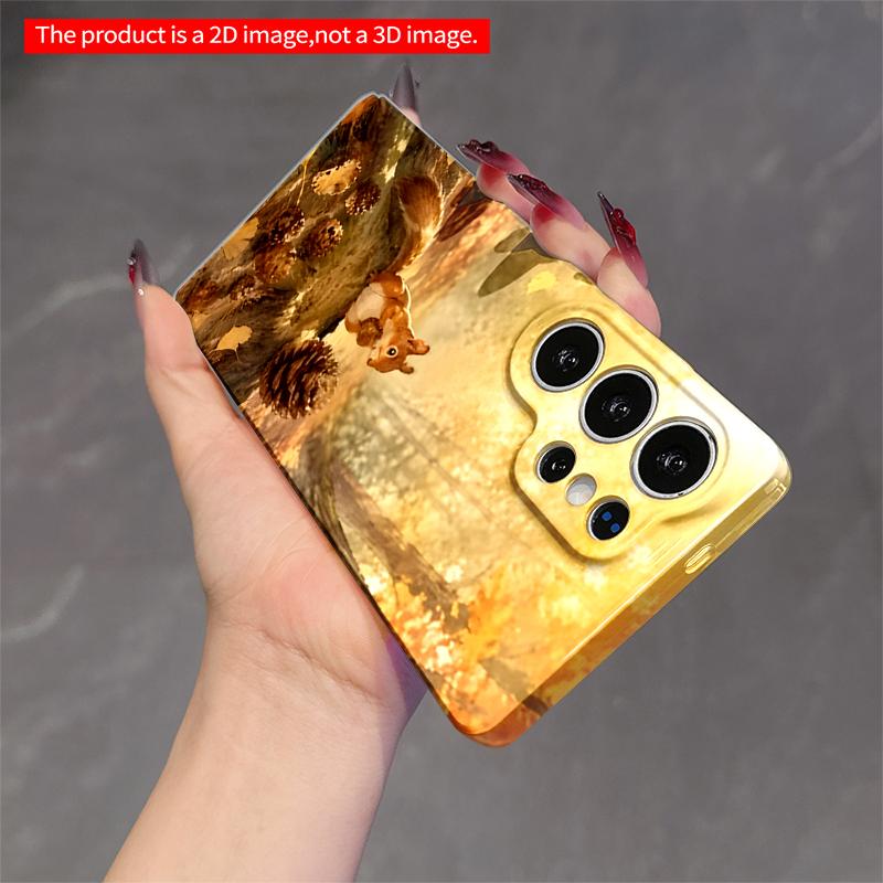 2DFlat Samsung phone case Autumn Squirrel with Pinecones on Log Applicable to Galaxy S23 S24 S25ULTRA S26 A12 A14 A15 A16 A54 A55