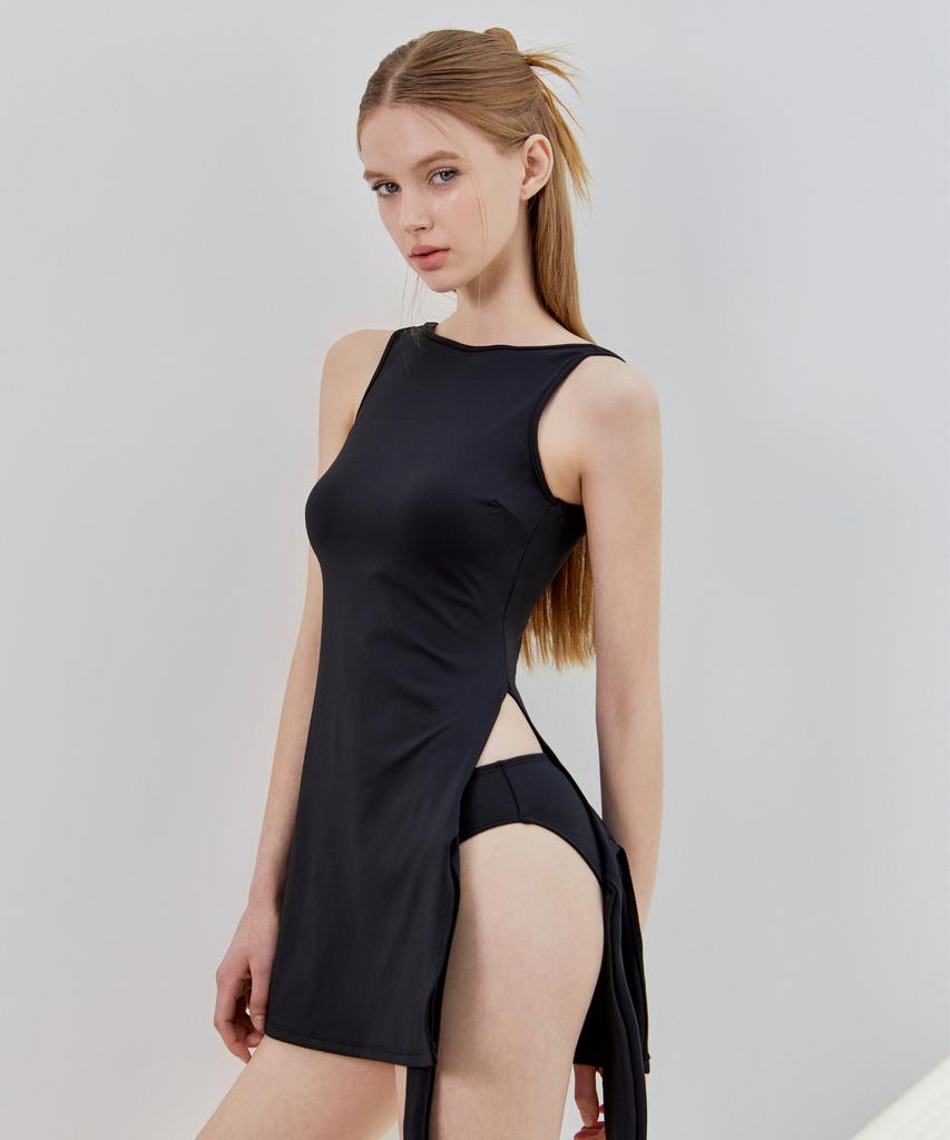 VIKINI VENDER Rebecca Side Slit Ribbon Bikini - Black