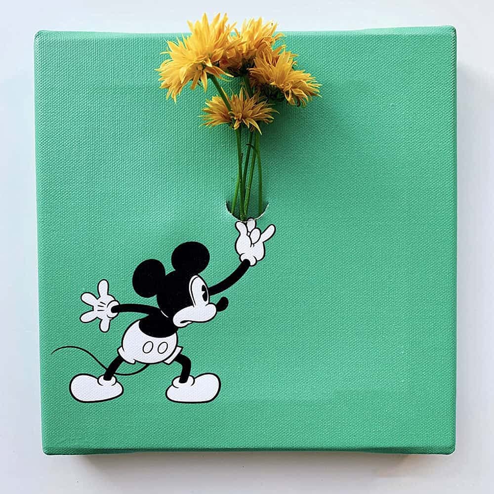 Art Deli Disney Mickey Mouse IKEBANA Poster 20cm X Made In Lightweight Disney Panel, 20cm, Japan, Fabric, IKE-DSNY-1807-02