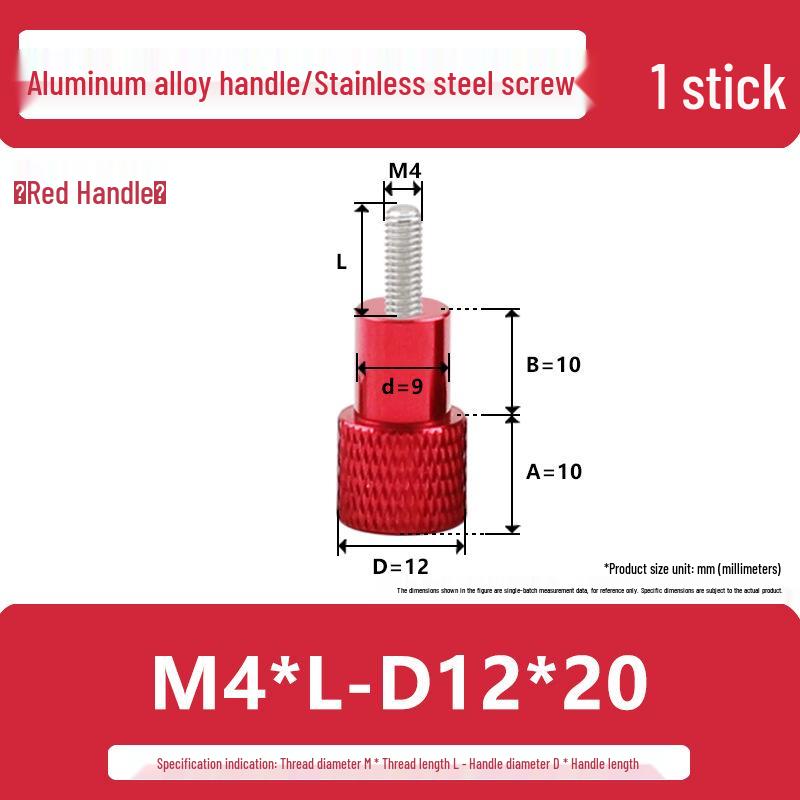 M4 Aluminum Alloy Knurled Twist Handle Bolt with Stainless Steel Head