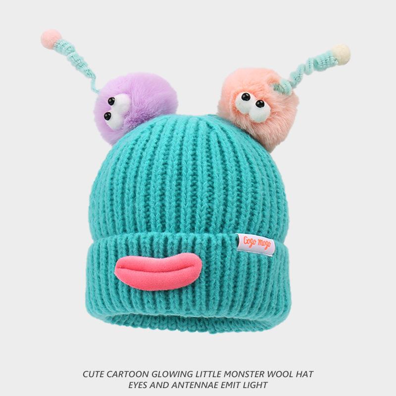 Nowe męskie i damskie kolorowe zabawne czapki, czapki z dzianiny wełnianej, zimowe urocze dziecięce czapki z pomponem dla rodziców i dzieci, ciepłe nauszniki