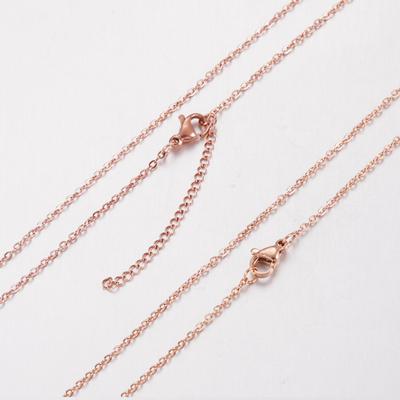1mm/2mm Stainless Steel Cross O Chain Rose Gold Necklace For Women Men DIY Jewelry Thin Bracelet Necklace