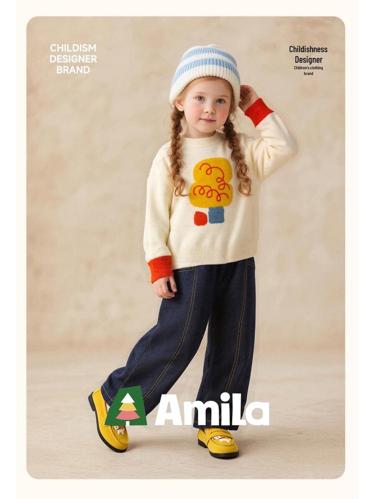 2025 Autumn Korean Style Kids' Casual Loose-Fit Jeans