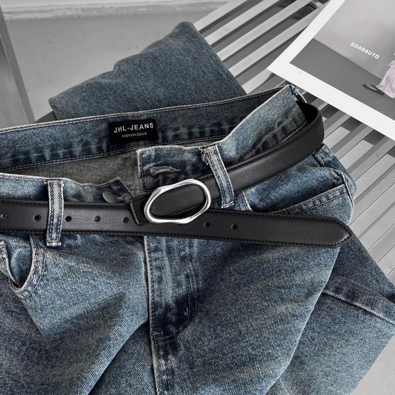 Black Metal Versatile Belt With Designer Irregular Texture And Smooth Buckle For Casual Outfits