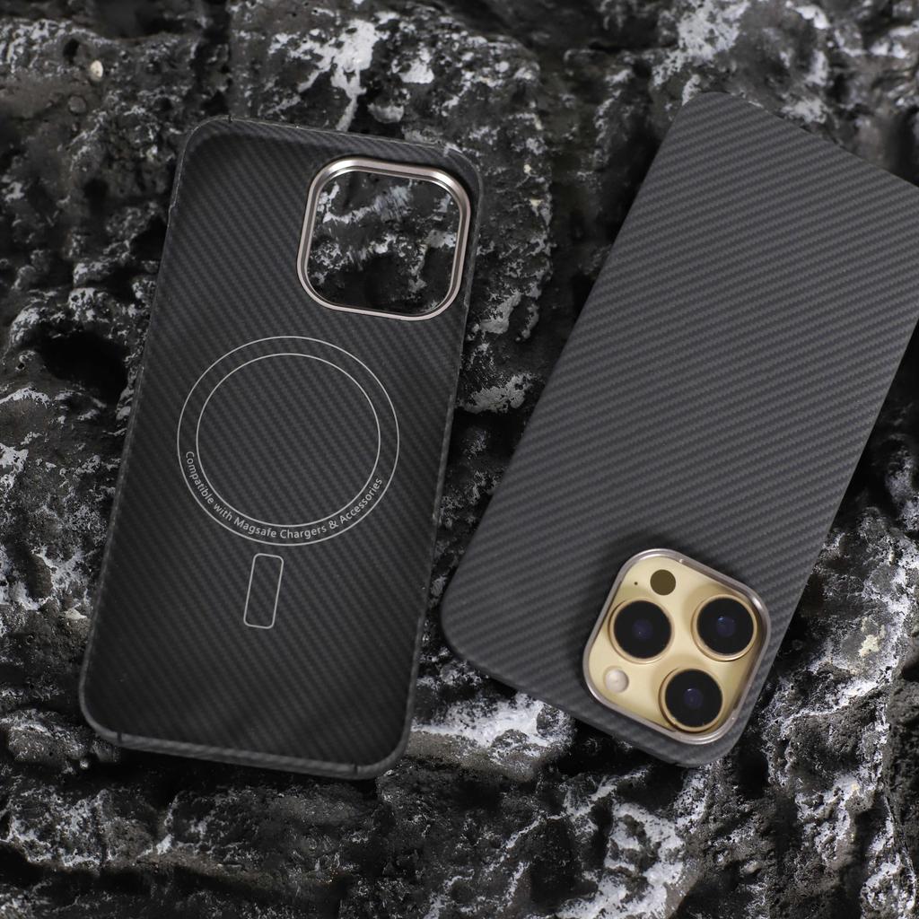 YTF carbon fiber compatible Magsafe magnetic phone case suitable for iPhone 16 15 Pro Max aramid fiber for iPhone 14 phone Cover