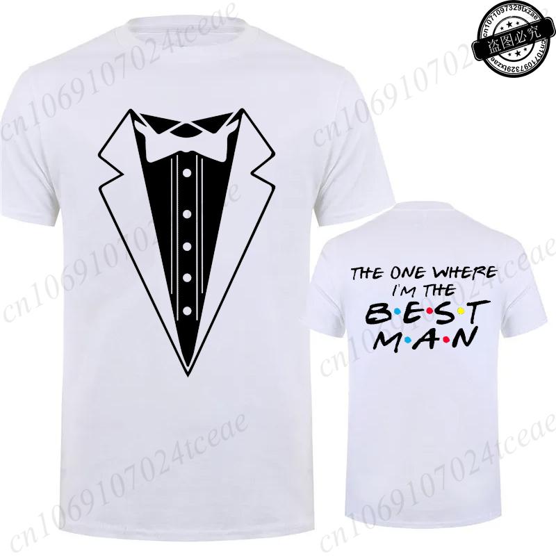 Tuxedo Groomsmen Bachelor Party Wedding TShirts Men Shirt Fashion Male Clothing Friends Theme Party Shirts TShirts for Men