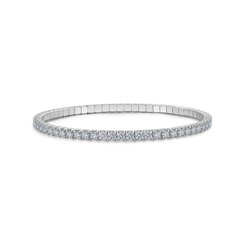 New Fashion Gold Plated 3mm Tennis Bracelet Stretchable Moissanite Bracelets Luxury S925 Sterling Silver Bracelet