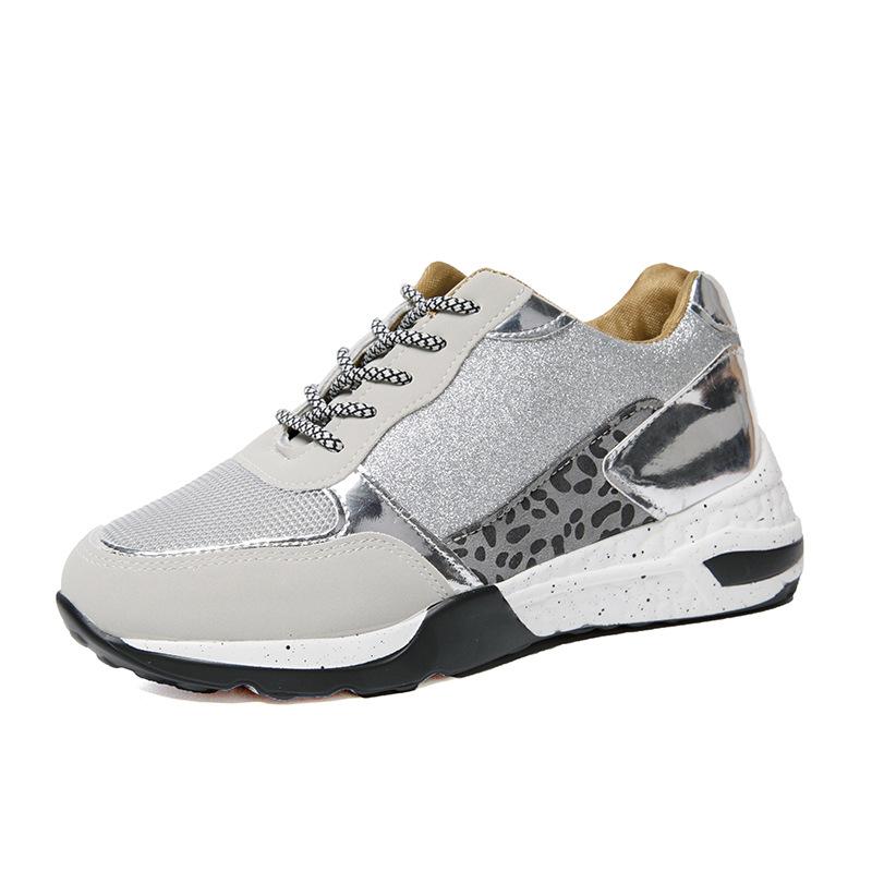 

2025 autumn new independent station large size sports shoes women s platform leopard print color matching lace-up casual sports shoes women 43 сірий колір