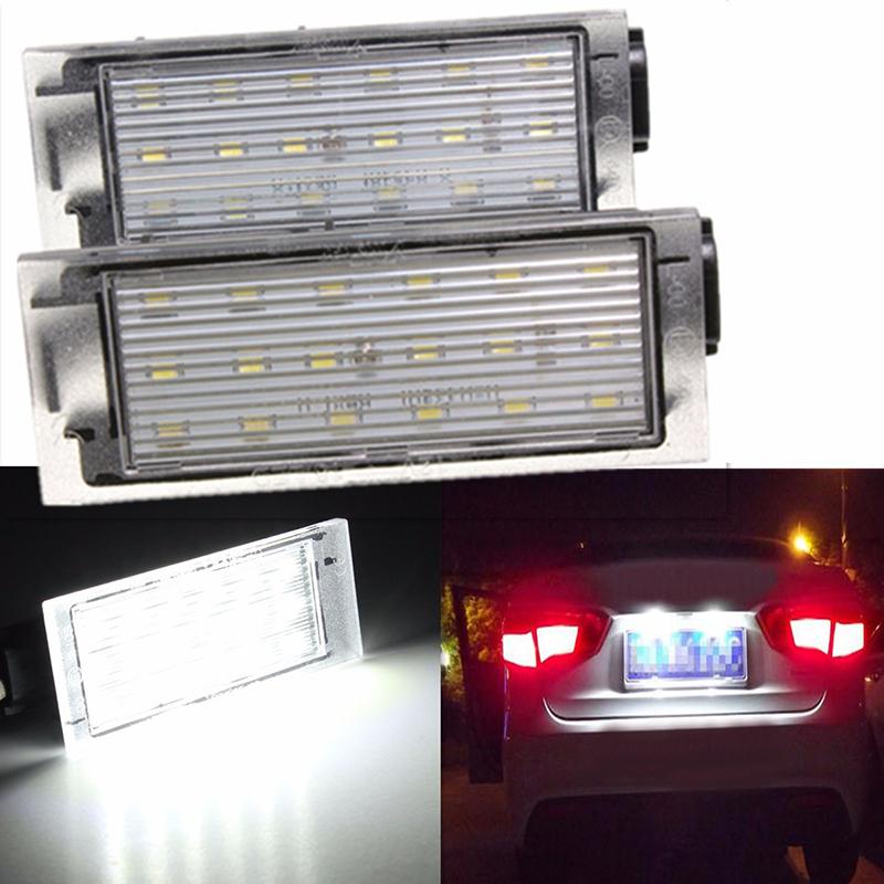 2x LED License Number Plate Light Lamps For Clio 3 4 Master 2 3 Trafic 3 Megane 2 3 4 CC Twingo 2 3 Kangoo Espace 5 Wind