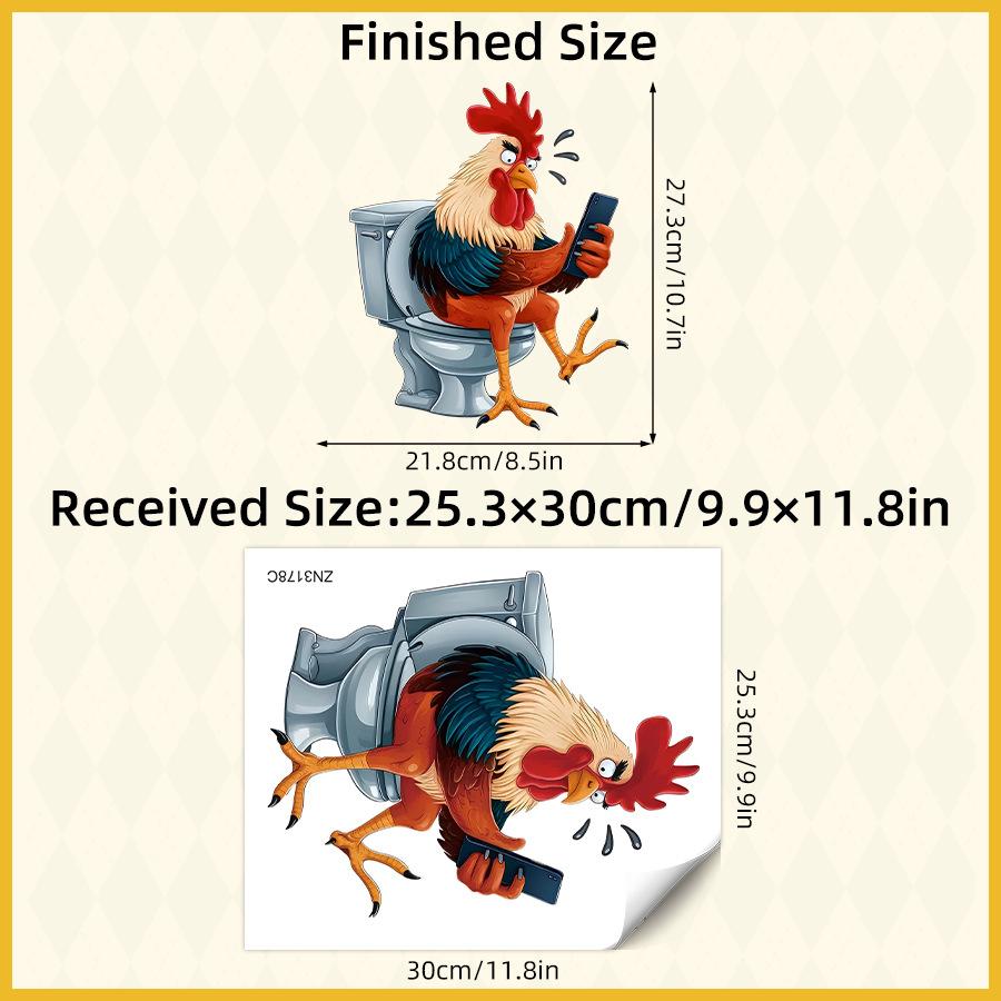 Cartoon rooster toilet sticker self-adhesive wall sticker funny toilet lid decoration sticker