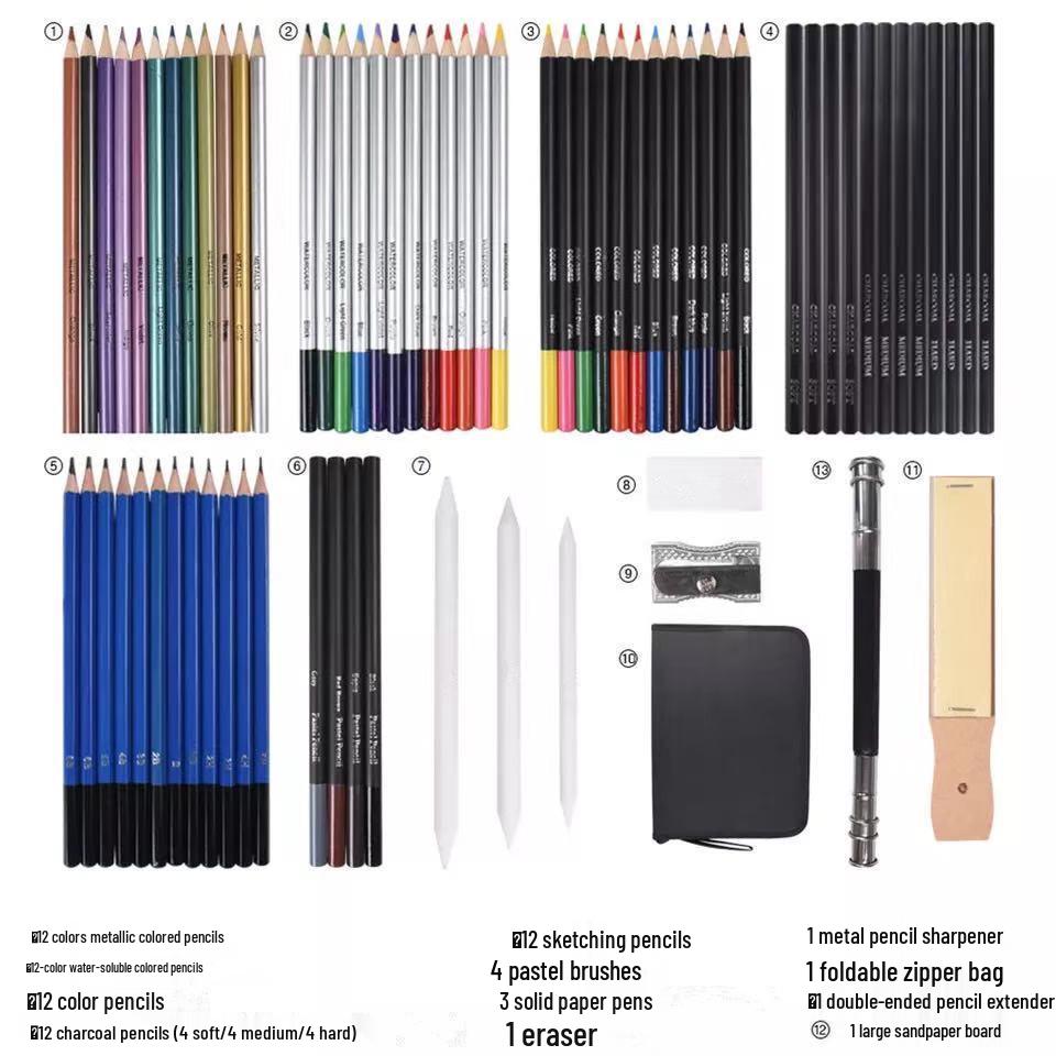 72-Piece Water-soluble & Metallic Colored Pencil Art Set for Kids
