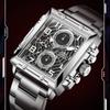 Neue Herrenuhr Quadratisch Datum Sport Chronograph Armbanduhren Edelstahl Wasserdichte Uhr Luxus Herren Quarzuhren