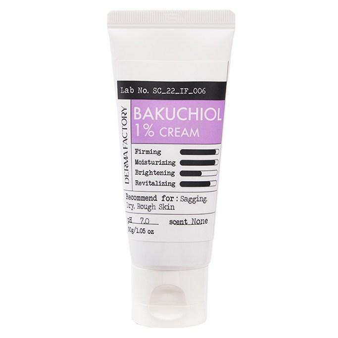 DERMA FACTORY Bakuchiol 10,000ppm (1%) Cream 30g – Wrinkle Care, Firming & Pore Tightening Vegan Cream, Korean