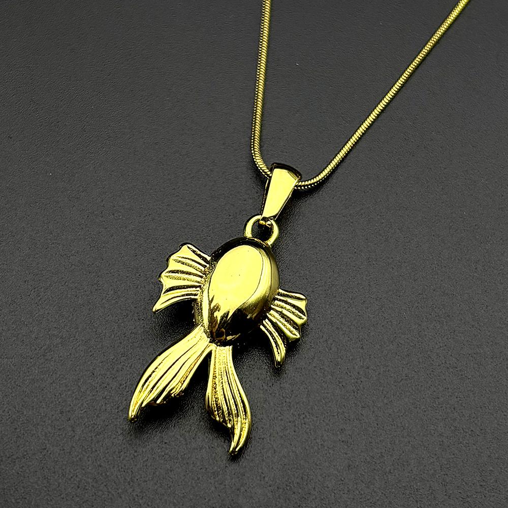 Collana Ciondolo Pesce Dorato Piccolo Per Donne Uomini Acciaio Inossidabile Colore Oro Fortunato Cina Animale Carino Catena Gioielli Regali