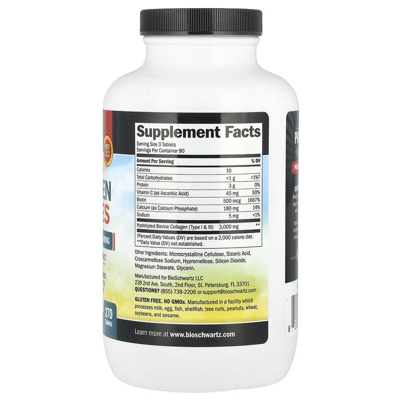 Hydrolyzed Collagen Peptides with Biotin and Vitamin C, 270 Tablets