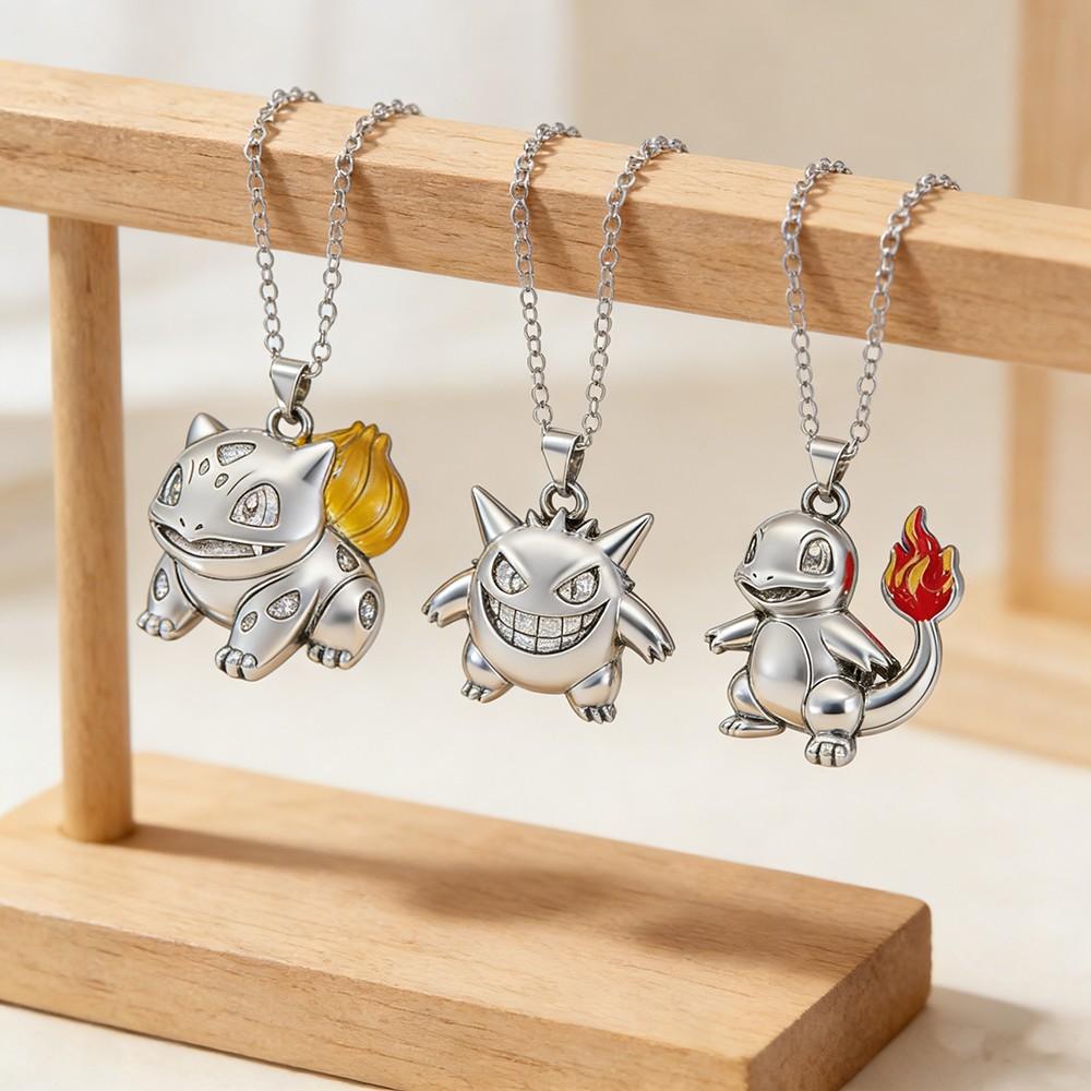 kawaii anime monster Bulbasaur, Charmander, Gengar alloy pendant necklace