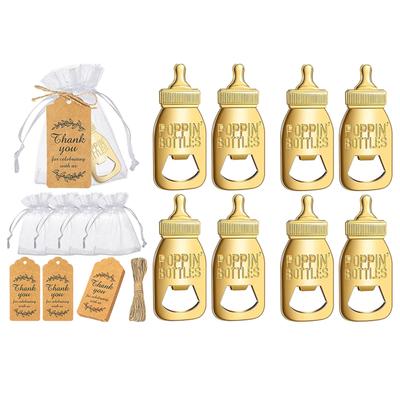 24 Stück Metall-Flaschenöffner mit Organza-Beuteln, Dankeschön-Anhänger, Babyparty, Mottoparty, Gastgeschenke