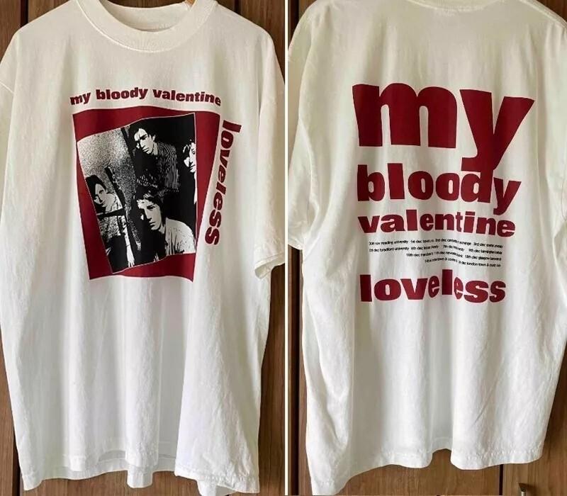 My Bloody Valentine band 2 Side White T shirt 90s Remake Graphic Men Women Unisex T-Shirt XL