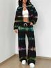 Smudging Explosion Autumn and Winter New European and American Women's Clothing Retro Rhombus Printing Suit Women